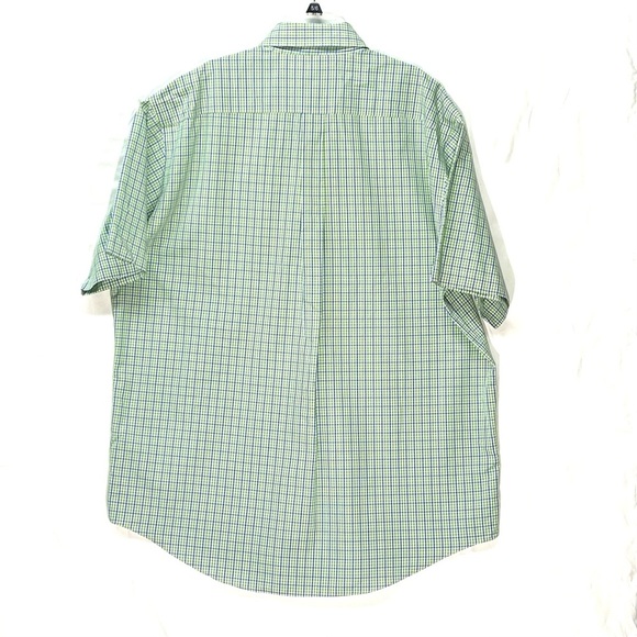 Men's Brooks Brothers Traditional Fit No Iron Short Sleeve‎ Shirt Blue Green L - Picture 2 of 4